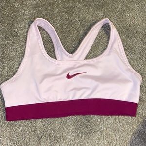 Baby pink and magenta kids Nike sports bra
